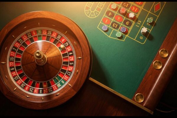 American Roulette Rad und Spieltisch im Casino