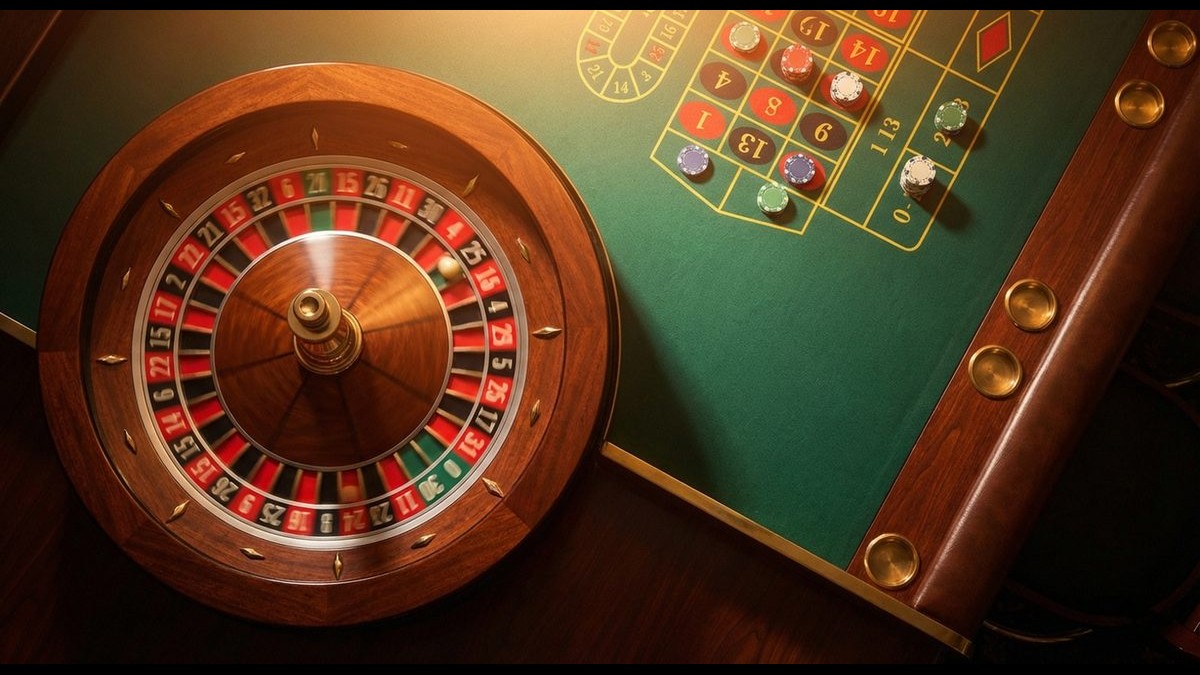 American Roulette Rad und Spieltisch im Casino