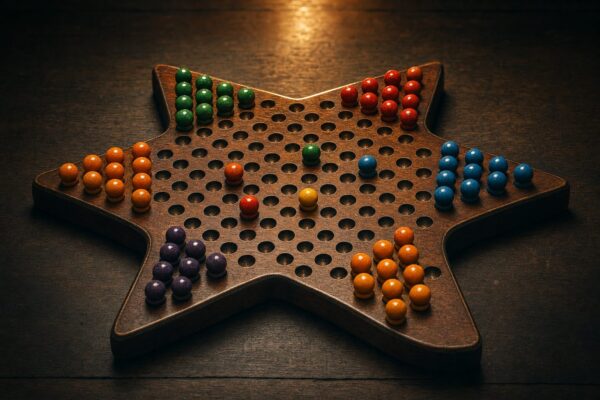 Sternhalma Brett mit bunten Spielsteinen