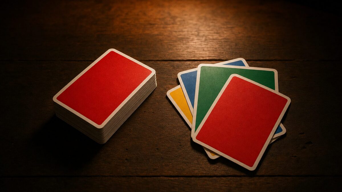 Uno Kartenstapel mit bunten Karten